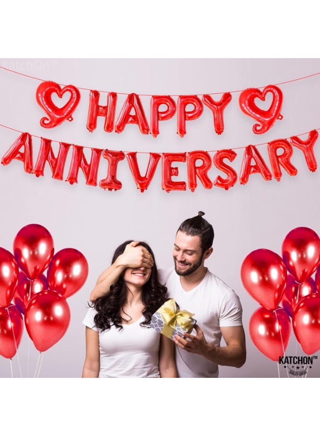 KatchOn 18 Inch Happy Anniversary Balloons Letters - Big Red Banner for Decorations | Heart Balloons for Party - Image 4